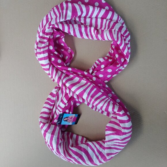4/$20 NEW TAGS Charlie Paige lightweight summer infinity scarf pink white zebr… - Picture 5 of 6